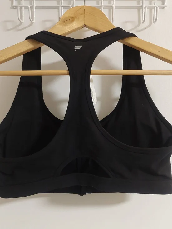 Fabletics Black Front-Zip Racerback Sports Bra - Picture 4 of 7